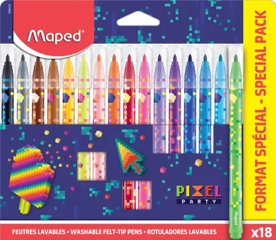 Produktbild von Maped Fasermaler PIXEL PARTY 18er PROMO Kartonetui