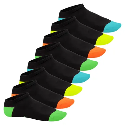 Produktbild von Footstar Herren & Damen Sneaker Socken (8 Paar) Kurze Sportsocken im Neon Look - Fun Schwarz 43-46