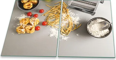 Produktbild von Herdabdeckplatten Glaskeramik Spritzschutz Glas Universal 2-Teilig 2x40x52 Essen Gelb
