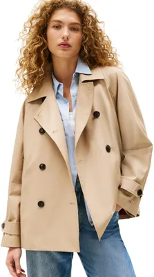 Productafbeelding van Tommy Hilfiger dames trenchcoat, katoen, korte model, beige (beige), maat 46