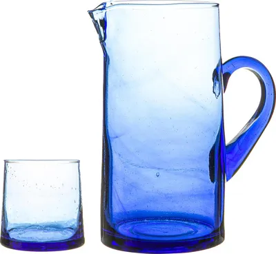 Produktbild von Nicola Spring 7 Stück recyceltes Glas Set - 6 Gläser & 1 Wasser, Saft Jug - Clear