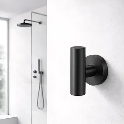 Produktbild von MOTE Handtuchhaken aus mattschwarzem Edelstahl für die Wand, modern und robust, rostfrei, platzsparend, mit Dübelmontage und elegantem Design
