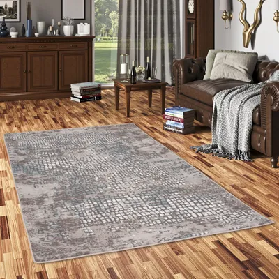 Produktbild von Designer Teppich Tawira Vintage Silber Blau, Größe:80x150 cm