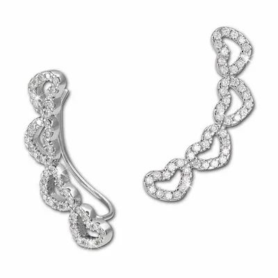 Produktbild von SilberDream weiß Ohrringe Ear Cuff Herzen Zirkonia 925 Silber Ohrklemmen GSO422W