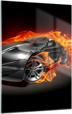 Produktbild von Bilder auf glas - Einteilig - Sportwagen Feuer Flammen Rauch - 50x70cm - Glasbilder - Wandbilder - Bilder - Wanddekoration aus Glas - Glas Bilder - Wandbild auf Glas - GPA50x70-2656