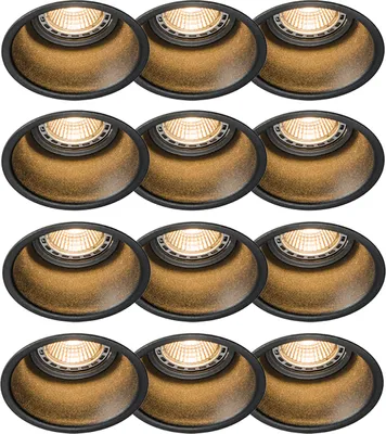 Produktbild von QAZQA - Design Set mit 12 Einbauspots schwarz rund - Dept I Wohnzimmer I Schlafzimmer - Aluminium Rund - LED geeignet GU10
