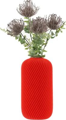 Produktbild von 3D Druck Deko Vase Flasche für Kunstblumen Blumenvase Trockenblumen für Pampasgras Höhe 20cm Rot Vase für Bauklotzblumen