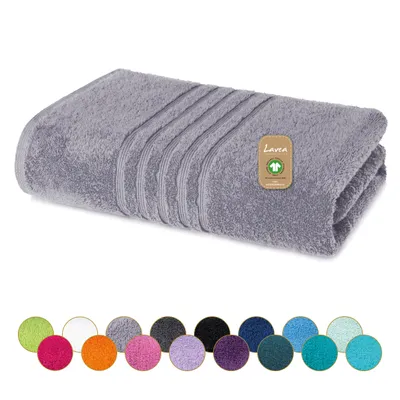 Zdjęcie produktu dla Ręcznik do sauny Lavea® 80x200 cm, 100% bawełna, dla kobiet i mężczyzn, bardzo chłonny, miękki, wytrzymały, nadający się do prania, seria Bali - jasnoszary