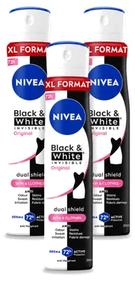 Image de 3 sprays déodorants NIVEA Invisible Black & White Original - 250 ml - Pack avantage - 3 pièces