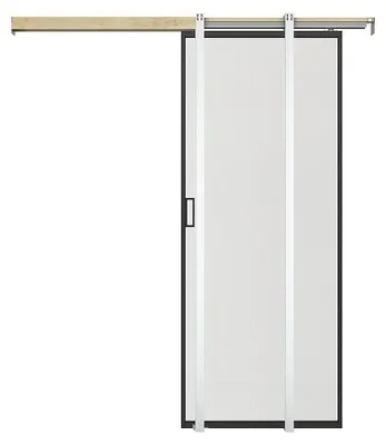 Produktbild von Versenkbare Schiebetür - Aluminium und mattiertes gehärtetes Glas - H 205 x B 83 cm - LINCI II
