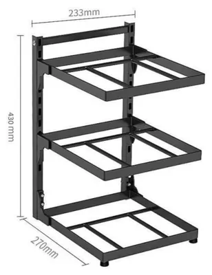 Produktbild von Küchenablage - Topfregal 3-stöckig - Edelstahl - Verstellbarer Küchenschrank Organizer - Für Spülschrank - Freistehend - 3-lagig