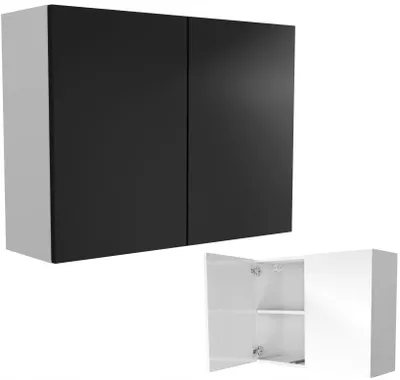 Zdjęcie produktu dla wisząca szafka łazienkowa 80 biała czarny mat 80x60 (2x40)