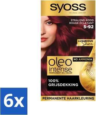 Productafbeelding van SYOSS - Oleo Intense 5-92 - Haarkleuring - Permanente haarkleur - Helmerood - Langdurige kleur - Voordeelverpakking - 6 stuks