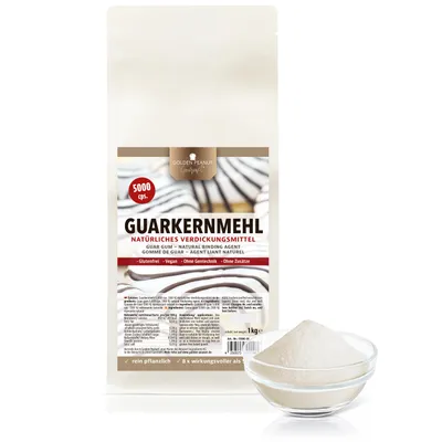 Produktbild von GOLDEN PEANUT Gourmet Guarkernmehl hochviskos 1 kg, glutenfreies Verdickungsmittel, Bindemittel, Backen, Kochen, Eisherstellung