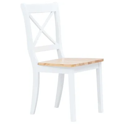 Image de vidaXL Chaises de salle à manger 4 pcs Blanc Bois clair Bois massif Hévéa