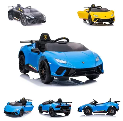 Produktbild von ES-Toys Kinder Elektroauto Lamborghini Huracan EVA-Reifen Scheinwerfer Bluetooth blau