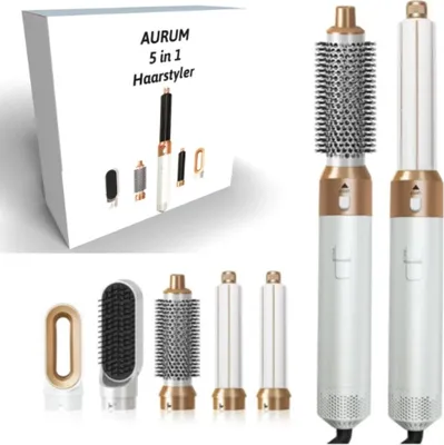 Produktbild von 5-in-1 Multistyler - Stylingbürste mit Lockenstab, Föhn und Warmluftbürste - Haartrockner und Volumenbürste - alle Haartypen - umfangreiches Zubehör