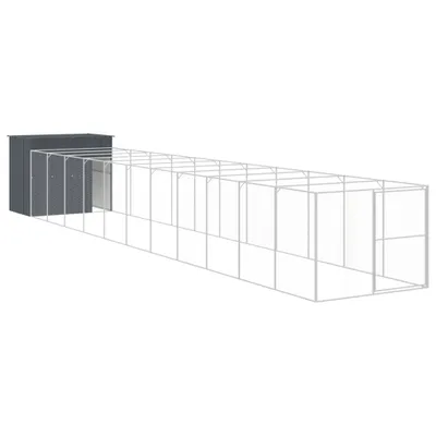 Produktbild von Hundehütte mit Auslauf Anthrazit 214x1273x181 cm Stahl Verzinkt
