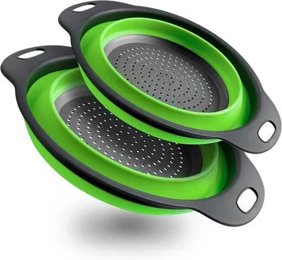 Image de Set de passoires en silicone, 2 pièces, pour la cuisine et le camping