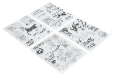 Obrázek produktu pro 4 ks silikonových šablon na embossing pro domácí tvoření – vzory pro fotoalba, scrapbooky a přáníčka