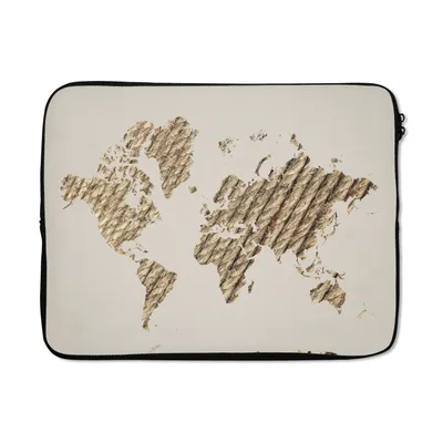 Produktbild von MuchoWow® Laptop Hülle 17 Zoll Laptoptasche Weltkarte - Seil - Beige - Zipper - Schutzabdeckung