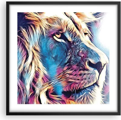Produktbild von Gerahmtes Poster - Schwarzer Rahmen - Löwe Mähne Märchen - 50x50 cm - Wand Bild - Wanddeko - Wandbilder - Kunstposter - Wandposter - Bilderrahmen - Bilder - Kunstdruck - P2BAC50x50-4713