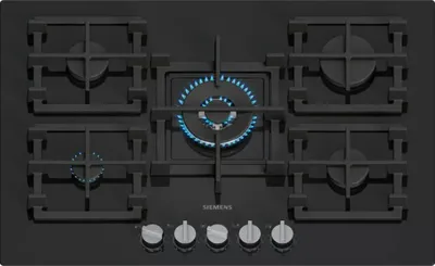 Immagine prodotto di Piano cottura a gas da 75 cm con 5 fuochi, 11500 w, nero Siemens EP7A6QI40