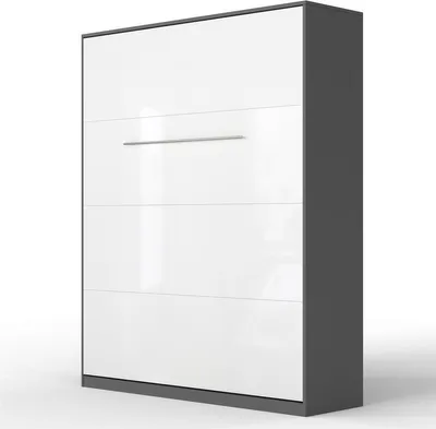 Produktbild von SMARTBett Schrankbett Standard  Anthrazit/Weiss Hochglanzfront 160 Vertikal