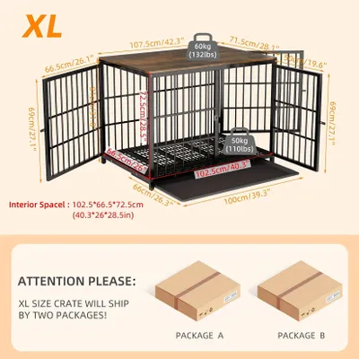 Obrázok produktu pre Klietka pre psov - Psyčia klietka - Psyčí box - Domček pre psa - Psyčí búda - Veľký vnútorný priestor - S vyberateľnou zásuvkou