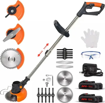 Produktbild von Akku-Rasentrimmer, mit 2 Li-Akku, 2,0 Ah Akku und Ladegerät, Rasenkantenschneider, 180° Trimmwinkel, Teleskop-Stiel & Zusatzhandgriff