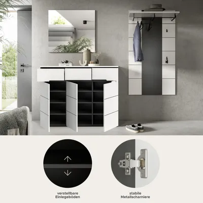Produktbild von Canu Garderobenmöbel Set C29 weiß, grau.