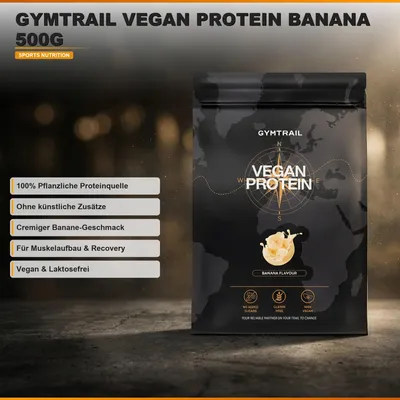 Produktbild von GYMTRAIL® Veganes Eiweißpulver aus Erbsenprotein 500g | Pflanzliches Proteinpulver mit essenziellen Aminosäuren | Ohne Soja und Süßungsmittel mit Birkenzucker | Vanilla
