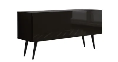 Obrázek produktu pro TV skříňka : matná černá / lesklá černá, černé nohy, 100 x 52 x 32 cm