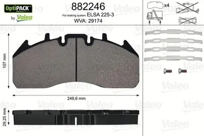 Produktbild von VALEO Bremsbeläge Satz Vorne Hinten für VOLVO FE II 882246