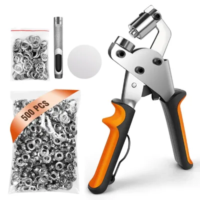 Produktbild von Ösen-Set - Ösenzange und Lochstanze 10 mm - 500 Ösen - Handwerkzeug - Für Gürtel - Leder - Stoff - Planen