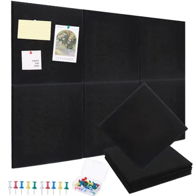 Filz-Pinnwand 6er-Set, selbstklebend, 90x60 cm, schwarz