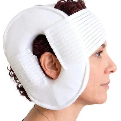 Productafbeelding van KMINA Piercingkussen met oorgaatje en klittenbandsluiting, oorstukken wit