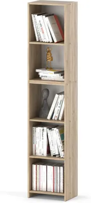 Produktbild von MRBLS Bücherregal Sonoma Eiche 70x189x30 cm Standregal mit 5 Fächern für Bücher, Deko & Ordner – Modernes Holzregal für Wohnzimmer, Büro Schlafzimmer