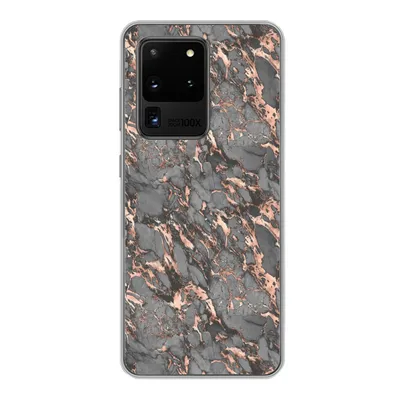 Produktbild von MuchoWow® Handyhülle Schutzhülle Hülle für Samsung Galaxy S20 Ultra Marmor - Rose - Grau - Muster Silikon Softcase Handy Hülle - Karteninhaber