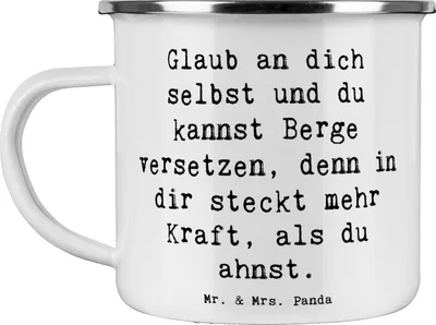 Produktbild von Mr. & Mrs. Panda Haferl Spruch Selbstvertrauen stärken - Weiß - Geschenk, Trost, Teetasse, Achtsamkeit, becher emaille, Zuversicht, Mutmacher, Lebenshilfe, Tasse, Pott