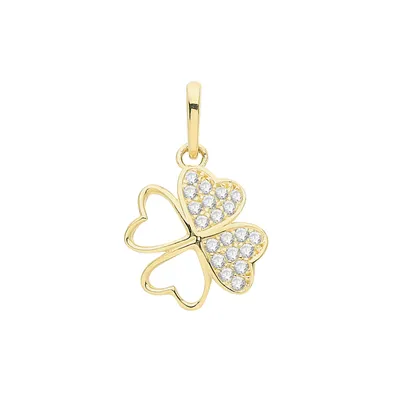 Produktbild von Schöner 9 Karat (375) Gold Herz Damen - Anhänger mit Zirkonia - 16mm*10mm; TRS34489