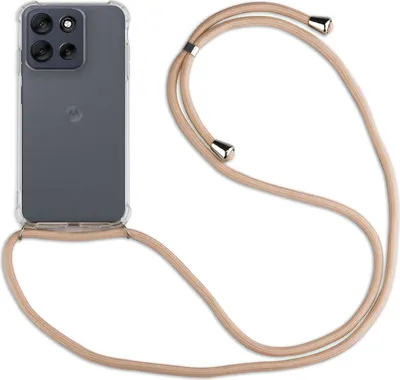Produktbild von Handykett für Motorola Moto G56 5G Hülle mit Kordel Handyhülle mit Band in Beige / Braun