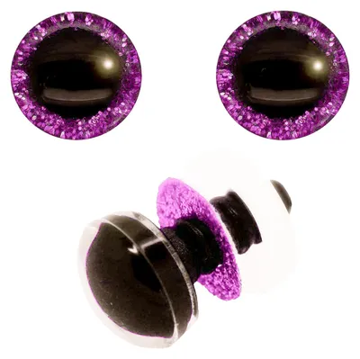 Produktbild von 5 Paar Glitzer-Augen 12 - 40mm m. Gegenstück Sicherheitsaugen Amigurumis Kuscheltiere Teddy Variantenwahl, Größe:Ø 25 mm x 25 mm, Farbe:violett