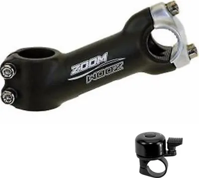 Produktbild von ZOOM Ahead Lenkervorbau Klemmung 25,4 mm Neigungswinkel 25° MTB/Trekking 28,6 mm/110 mm Schwarz inkl. Fahrradklingel