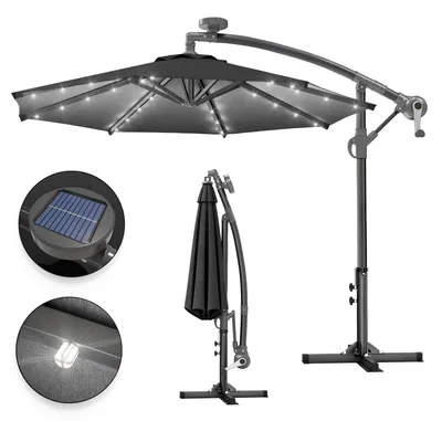 Zdjęcie produktu dla SUN LUCA | parasol | okrągły | Ø 300 cm | czarny | LED | parasol wspornikowy, parasol rynkowy, parasol ogrodowy