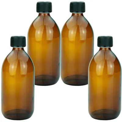 4 braune Glasflaschen 500 ml mit Schraubverschluss