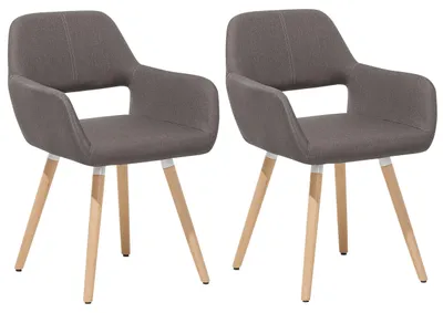 Produktbild von BELIANI Esszimmerstuhl 2er Set Hellbraun Polsterbezug Holzbeine Modern/Retro