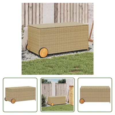 Obrázek produktu pro The Living Store Zahradní truhla s kolečky béžová 190L Poly ratan