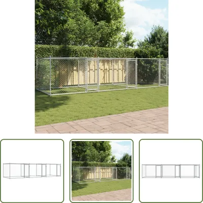 Produktbild von The Living Store Hundezwinger mit Türen Grau 6x2x1,5 m Verzinkter Stahl