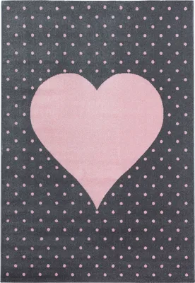 Produktbild von Villa Möbel Bamique Kinderzimmerteppich, Kinderteppich, Frisee, Herz-Design, Farbe:Pink, Grösse:80x150 cm